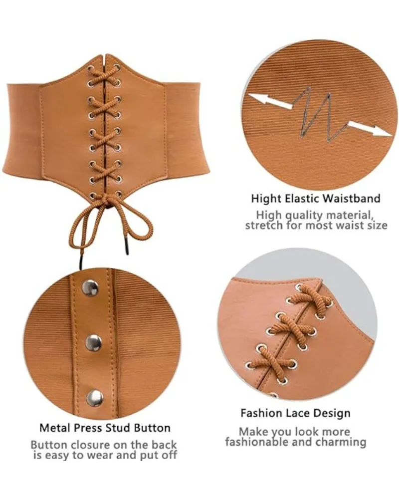 Lace-up Cinch Belt Tied Corset Elastic Waist Belt