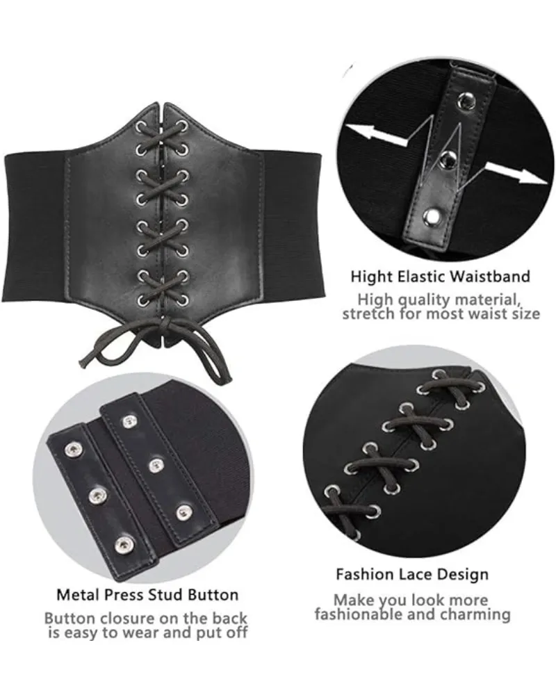 Lace-up Cinch Belt Tied Corset Elastic Waist Belt