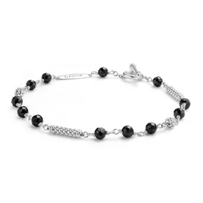 LAGOS Black Ceramic Beaded "Caviar Icon" Bracelet in Sterling Silve