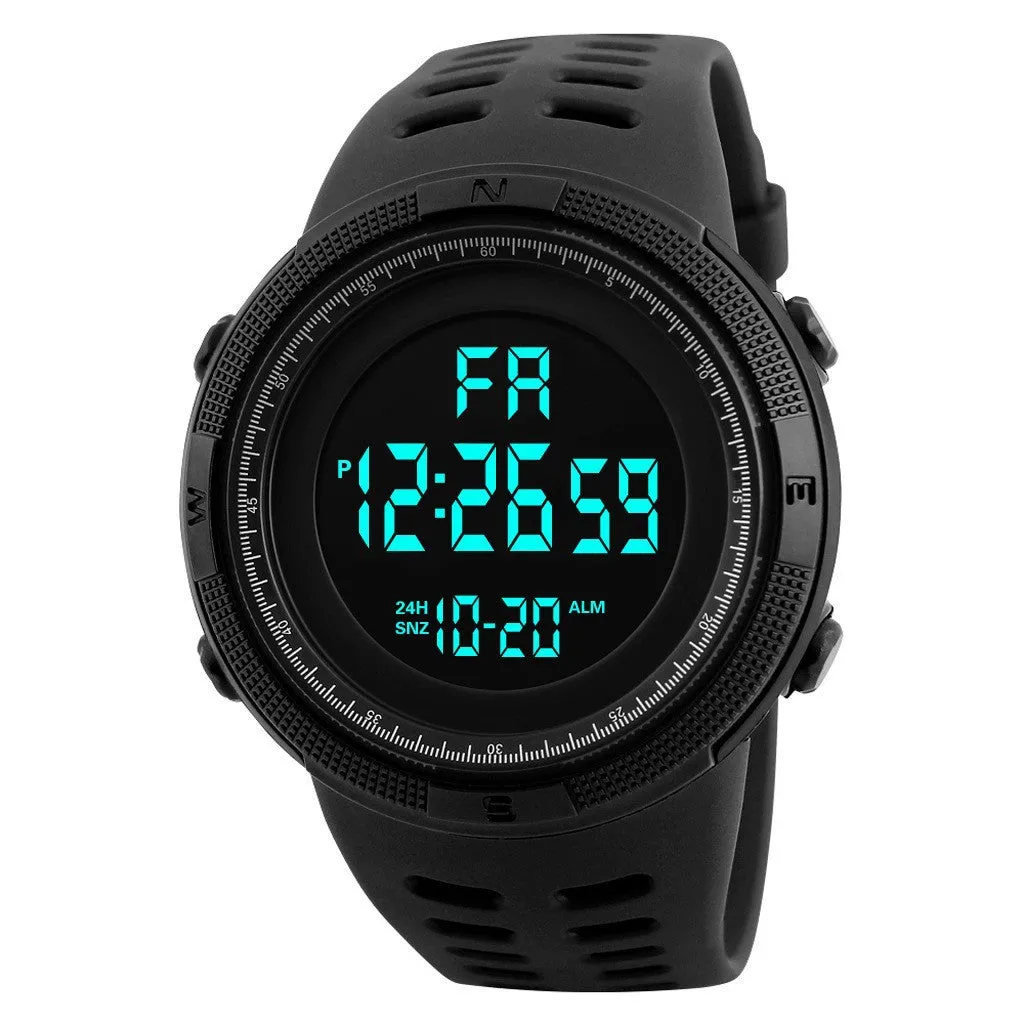 Large Dial Black Screen Cold Light Sports Electronic Watch Adult Men's Multifunctional Waterproof Middle School Student Watch