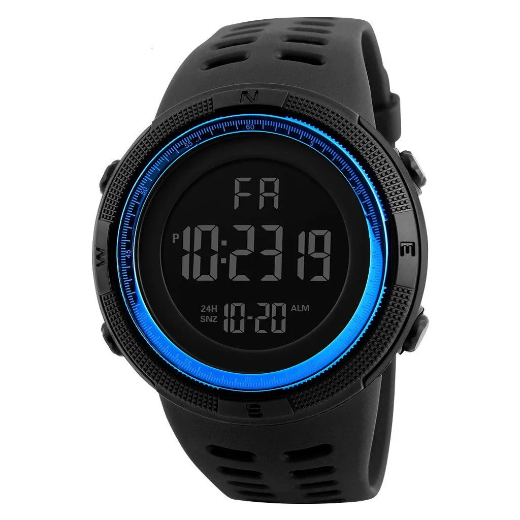 Large Dial Black Screen Cold Light Sports Electronic Watch Adult Men's Multifunctional Waterproof Middle School Student Watch