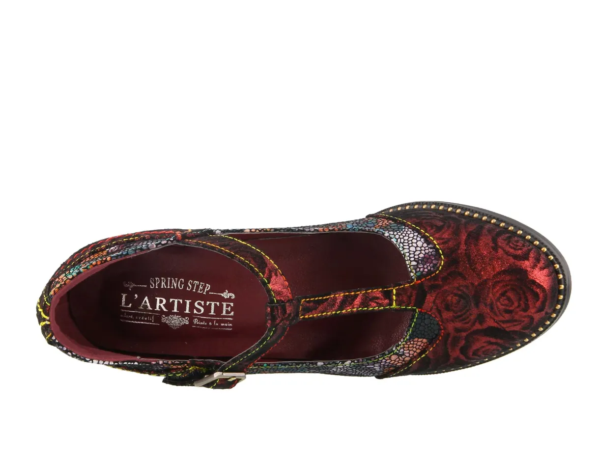 L'ARTISTE Ladies Bordeaux Multi Maize Pump