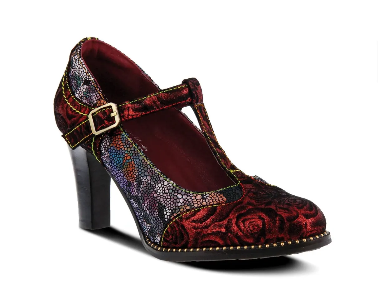 L'ARTISTE Ladies Bordeaux Multi Maize Pump