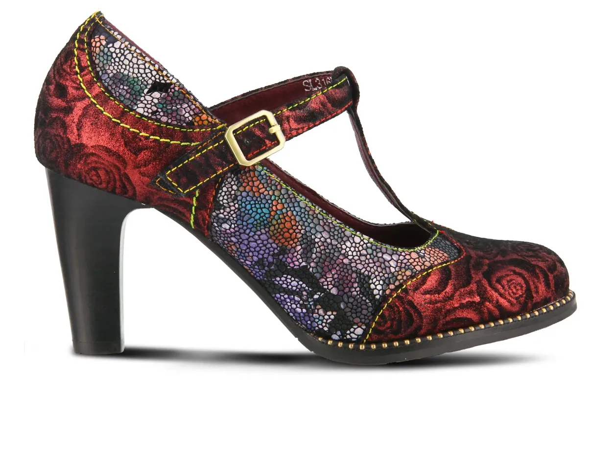 L'ARTISTE Ladies Bordeaux Multi Maize Pump