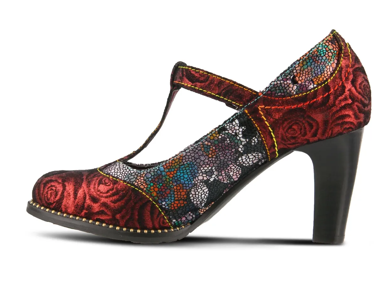 L'ARTISTE Ladies Bordeaux Multi Maize Pump