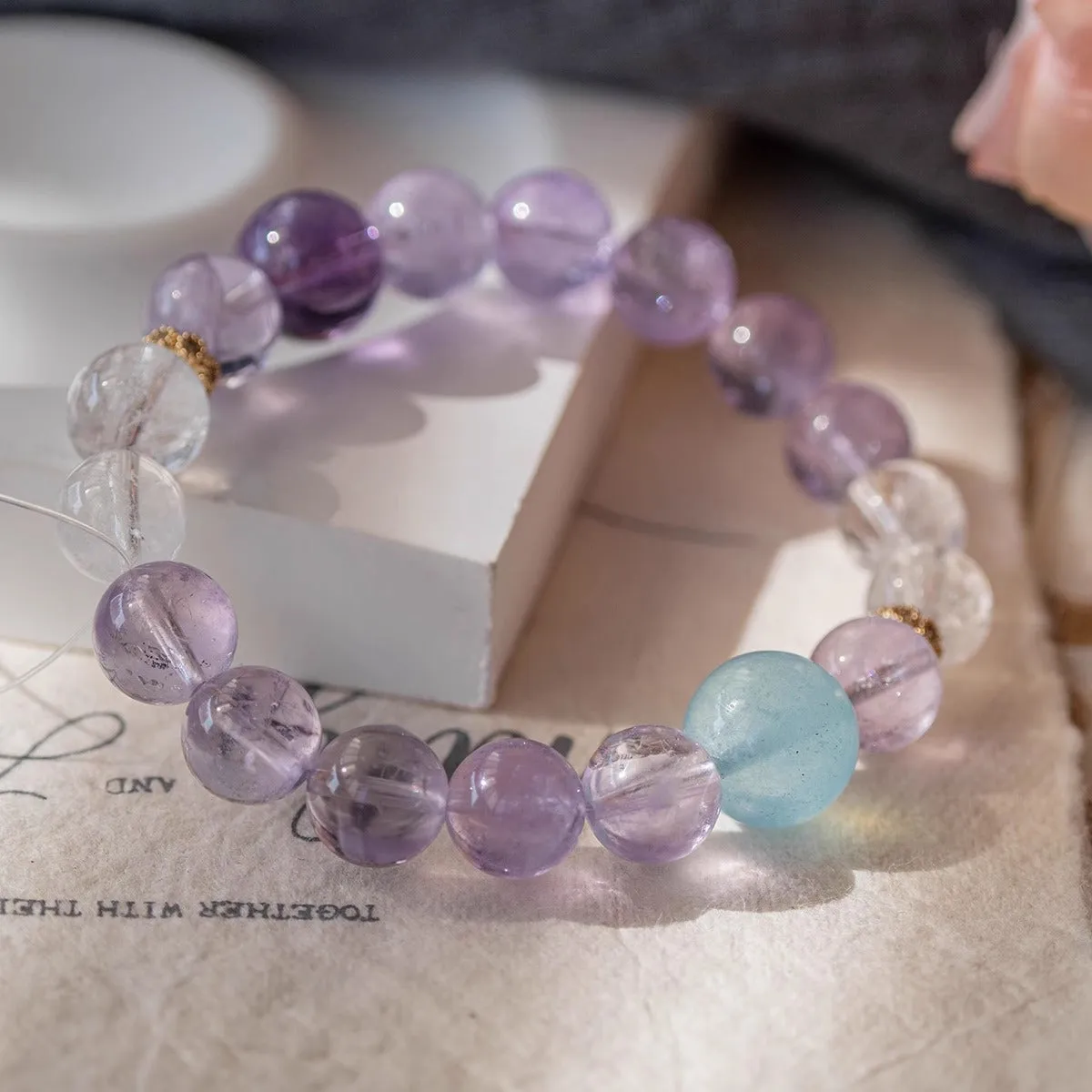 Lavender Amethyst and Crystal Sterling Silver Bracelet - Fortune's Favor Collection