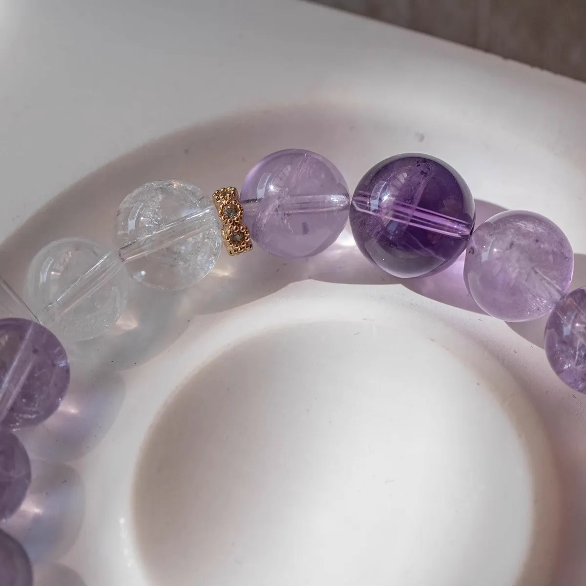 Lavender Amethyst and Crystal Sterling Silver Bracelet - Fortune's Favor Collection