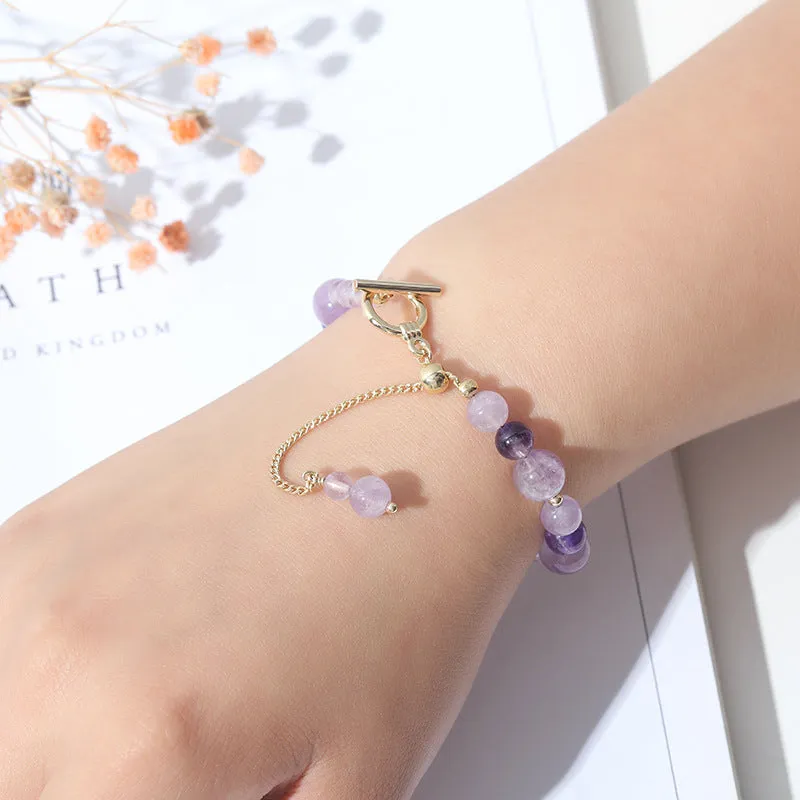 Lavender Amethyst and Pink Crystal Sterling Silver Bracelet