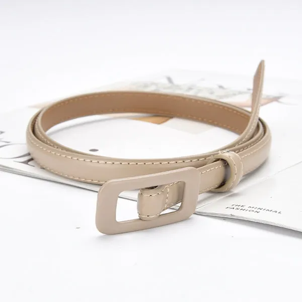 Light Khaki Women Thin Waist Leather Belt 淺卡其女士細腰皮帶 KCBELT1116