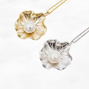 Lotus Leaf Pearl Necklace