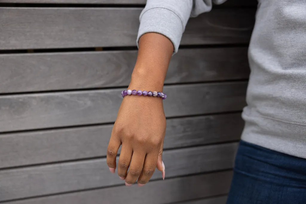 Luxury Faceted Dog Tooth Amethyst Natural Gemstone Bracelet