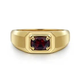 Men's 14K Yellow Gold Garnet Ring, 0.96 Carat