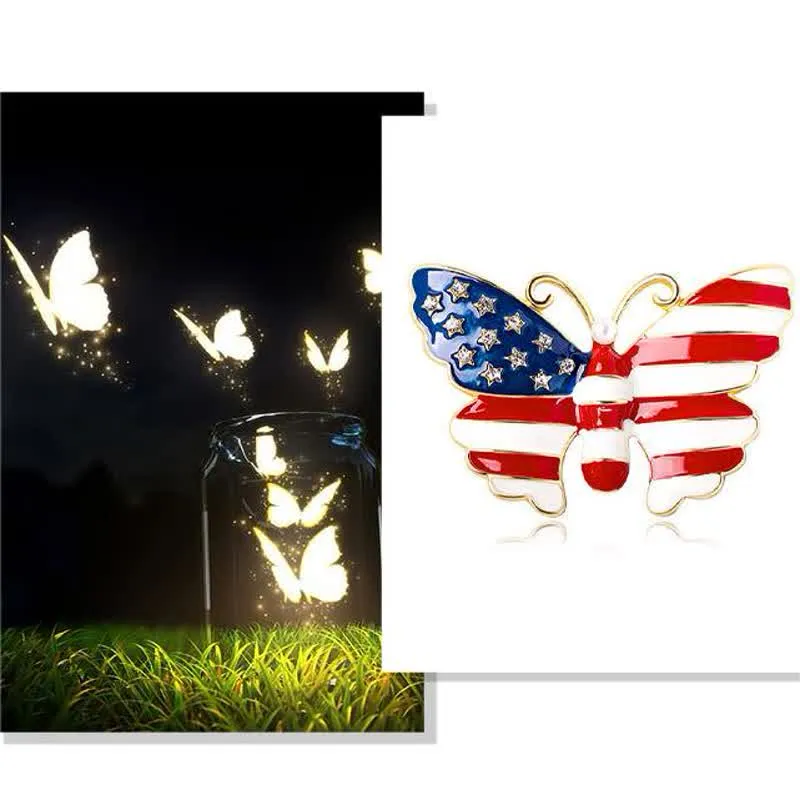 Men's American Flag Butterfly Brooch