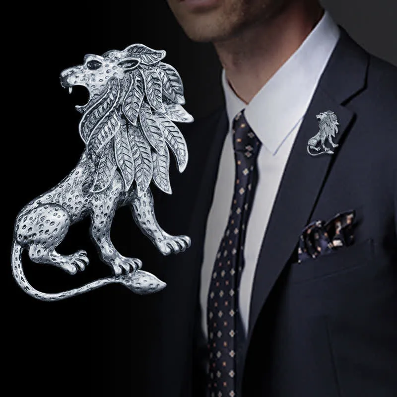 Men's Antique Retro Lion Brooch