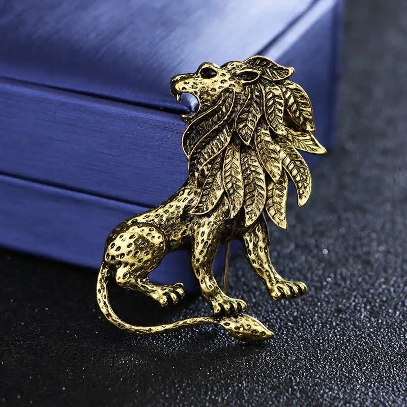 Men's Antique Retro Lion Brooch