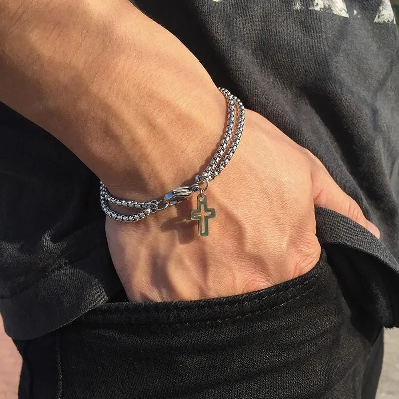 Men's Cross Bracelet <br> Cross Charm Chain