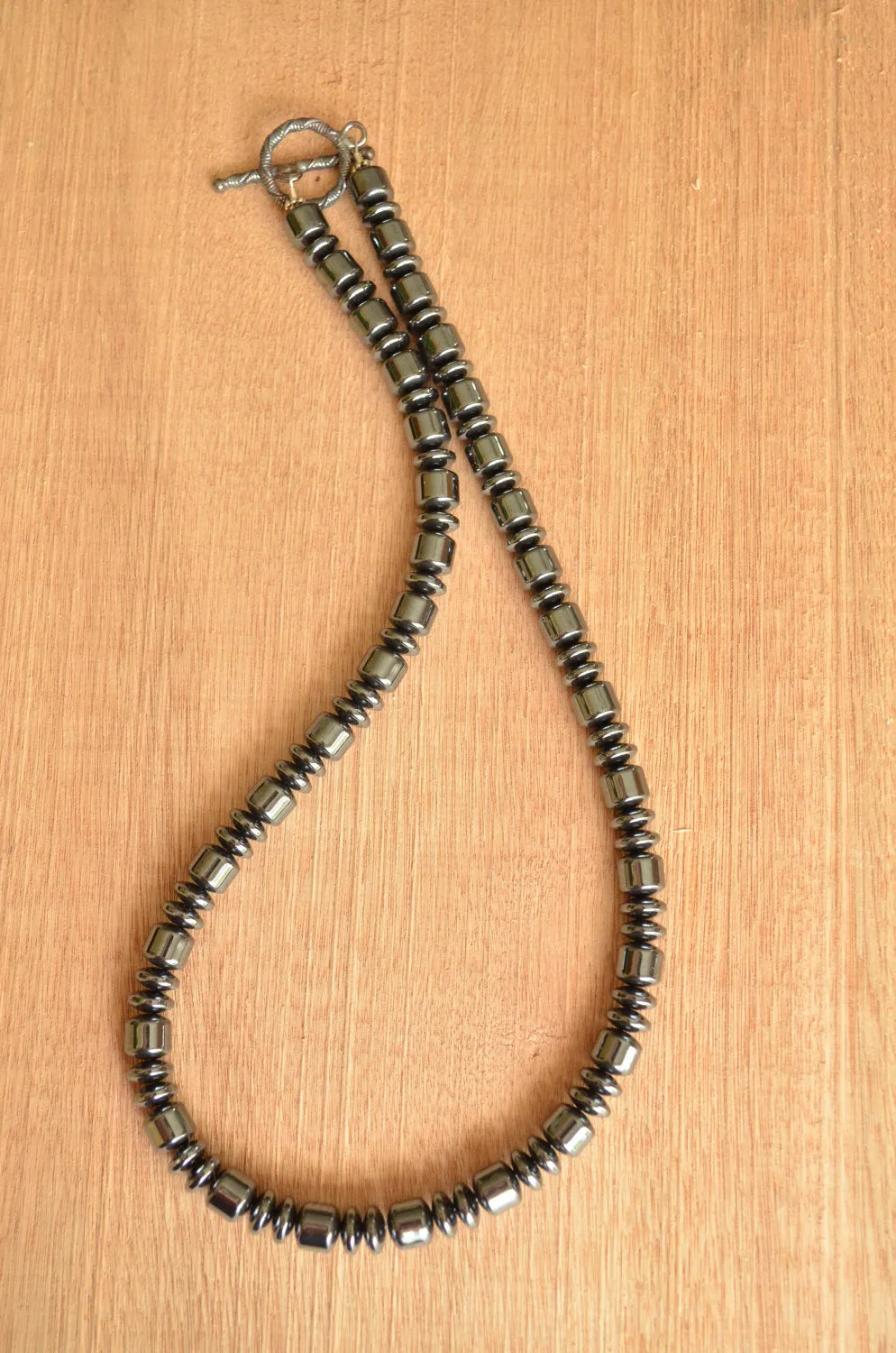 Mens Gray Stone Hematite Beaded Necklace Mens Jewelry - Garett