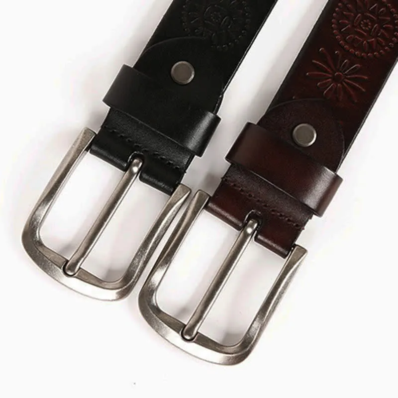 Men's Multicolour Button Rivet Studded Leather Belt