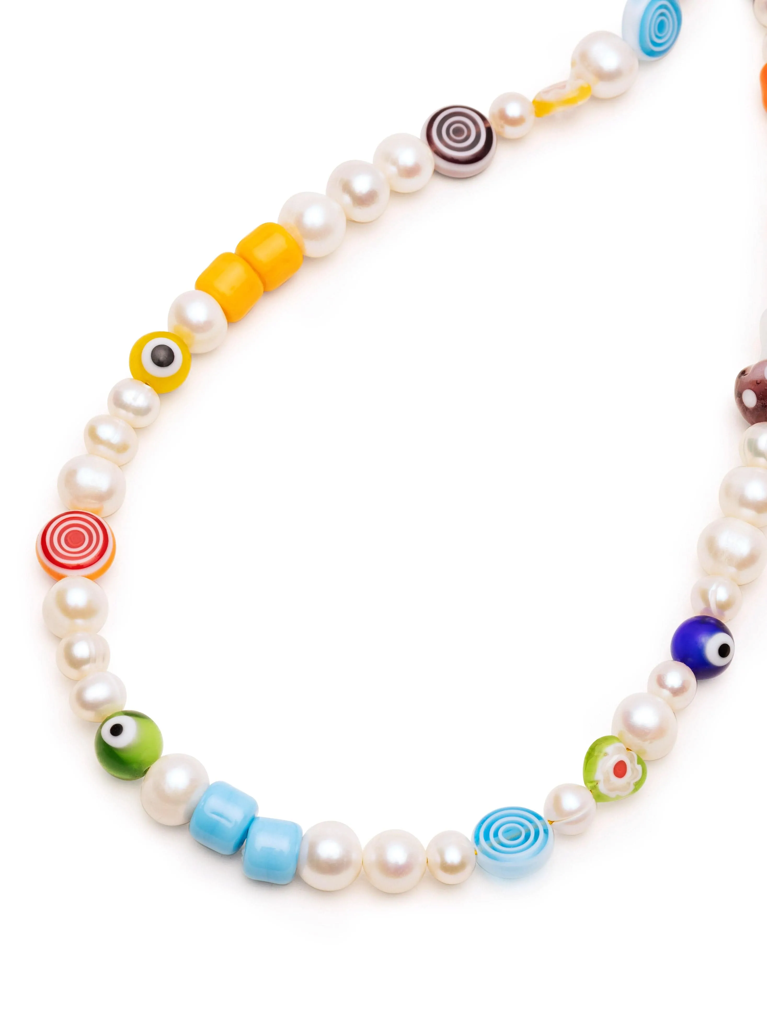 Men's Pearl Choker with Playful Glass Beads