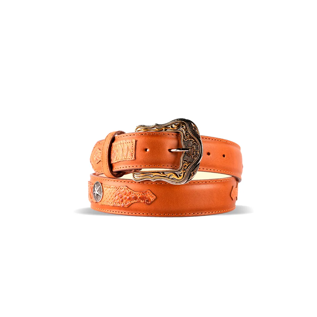 Mens Texas Country Belt Caiman Camel estrella