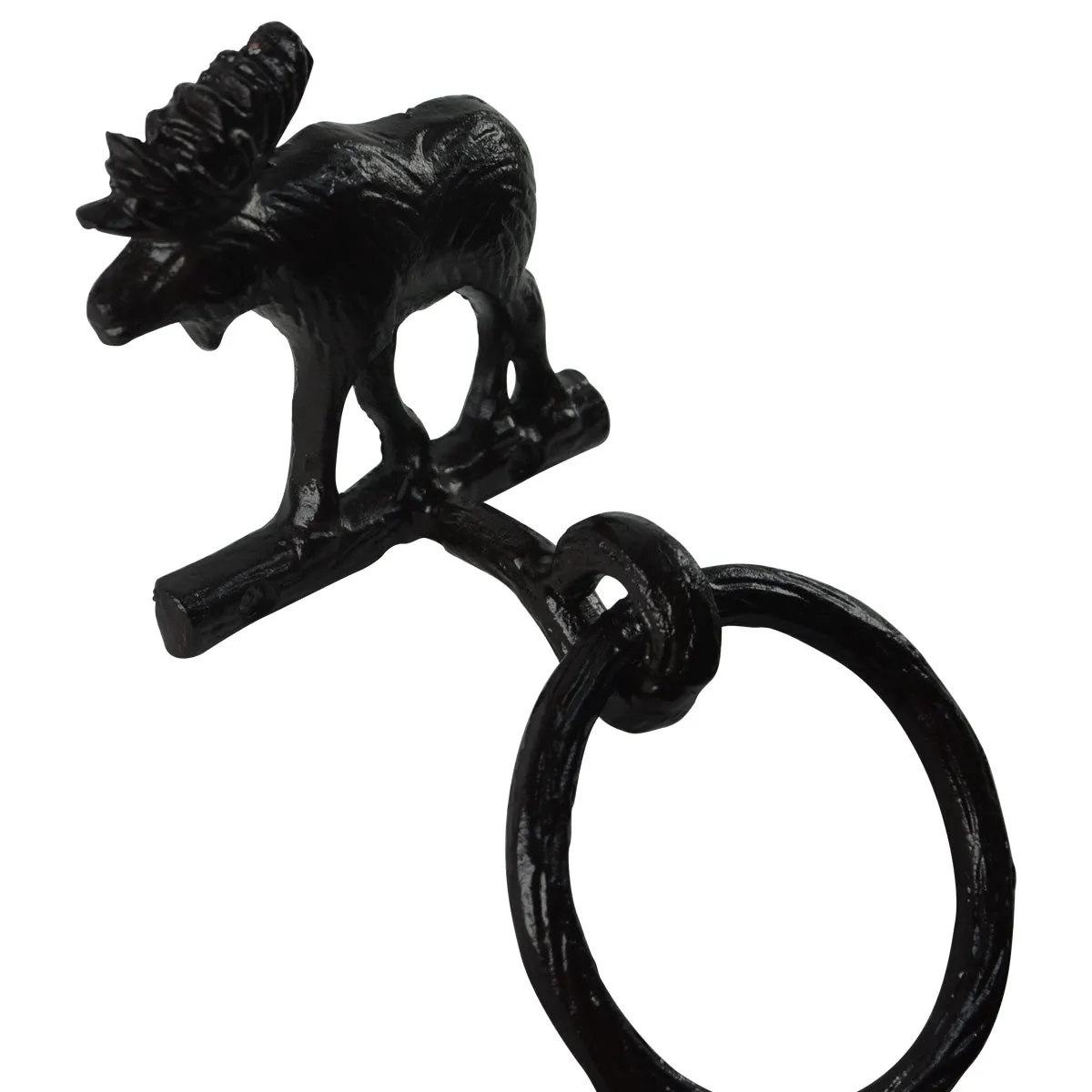 Metal Wall Mount Bull Moose Rustic Towel Ring Holder