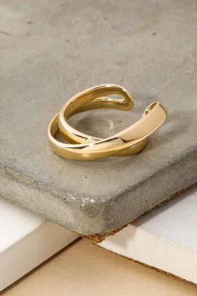 Metallic Double Loop Ring