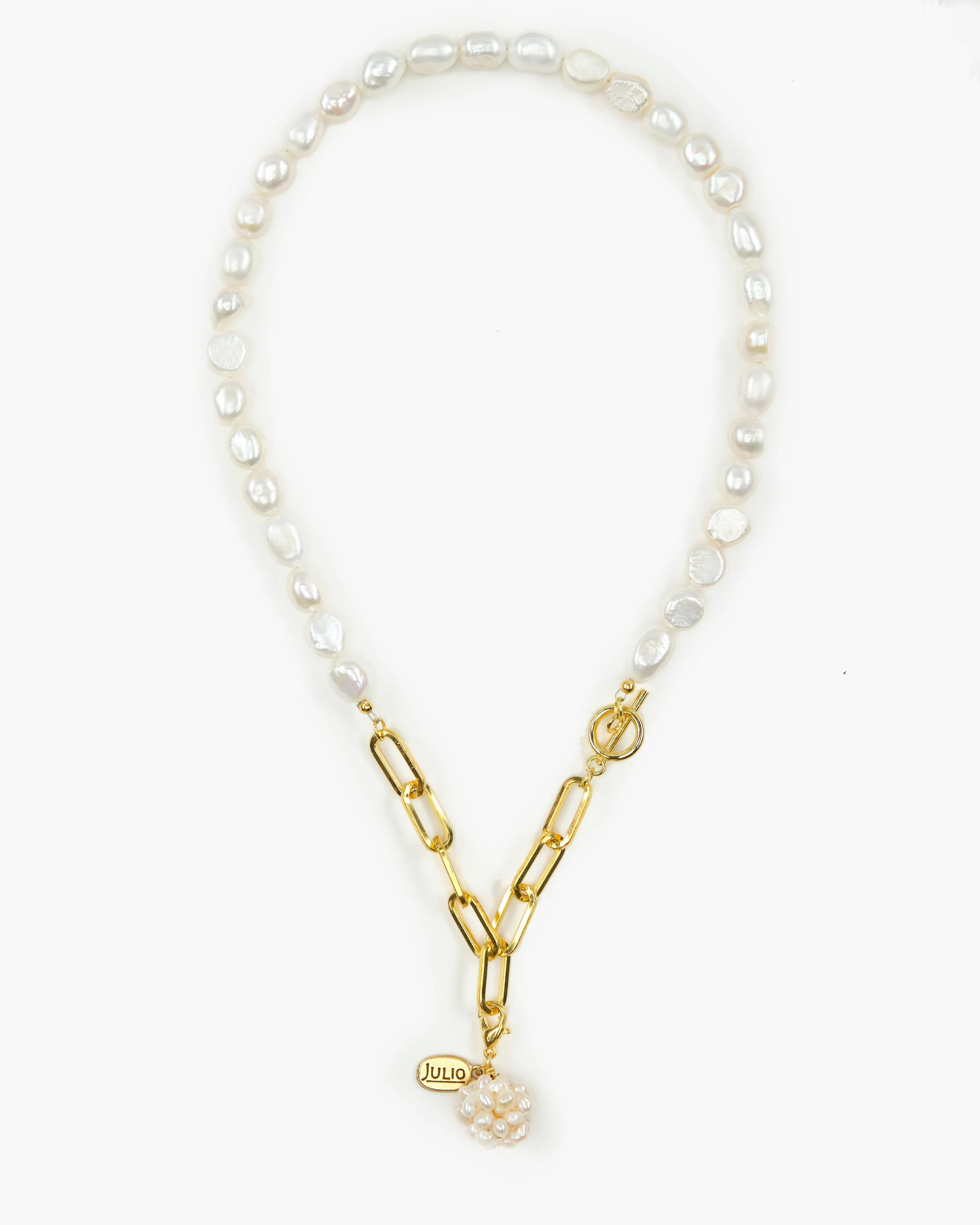 Michelle Freshwater Pearl and Paperclip Chain Necklace