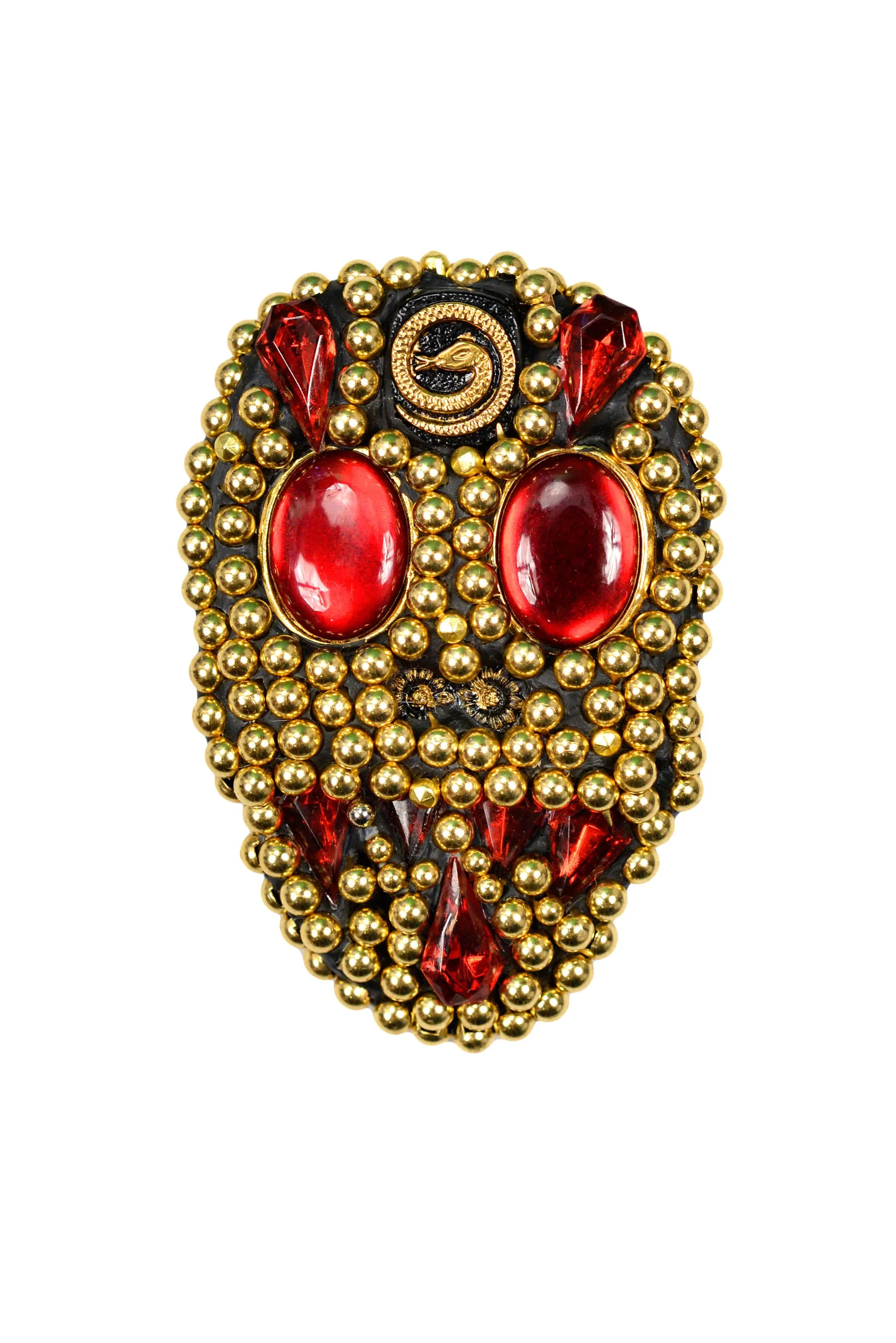 MINADEO RED SKULL BROOCH WITH SNAKE