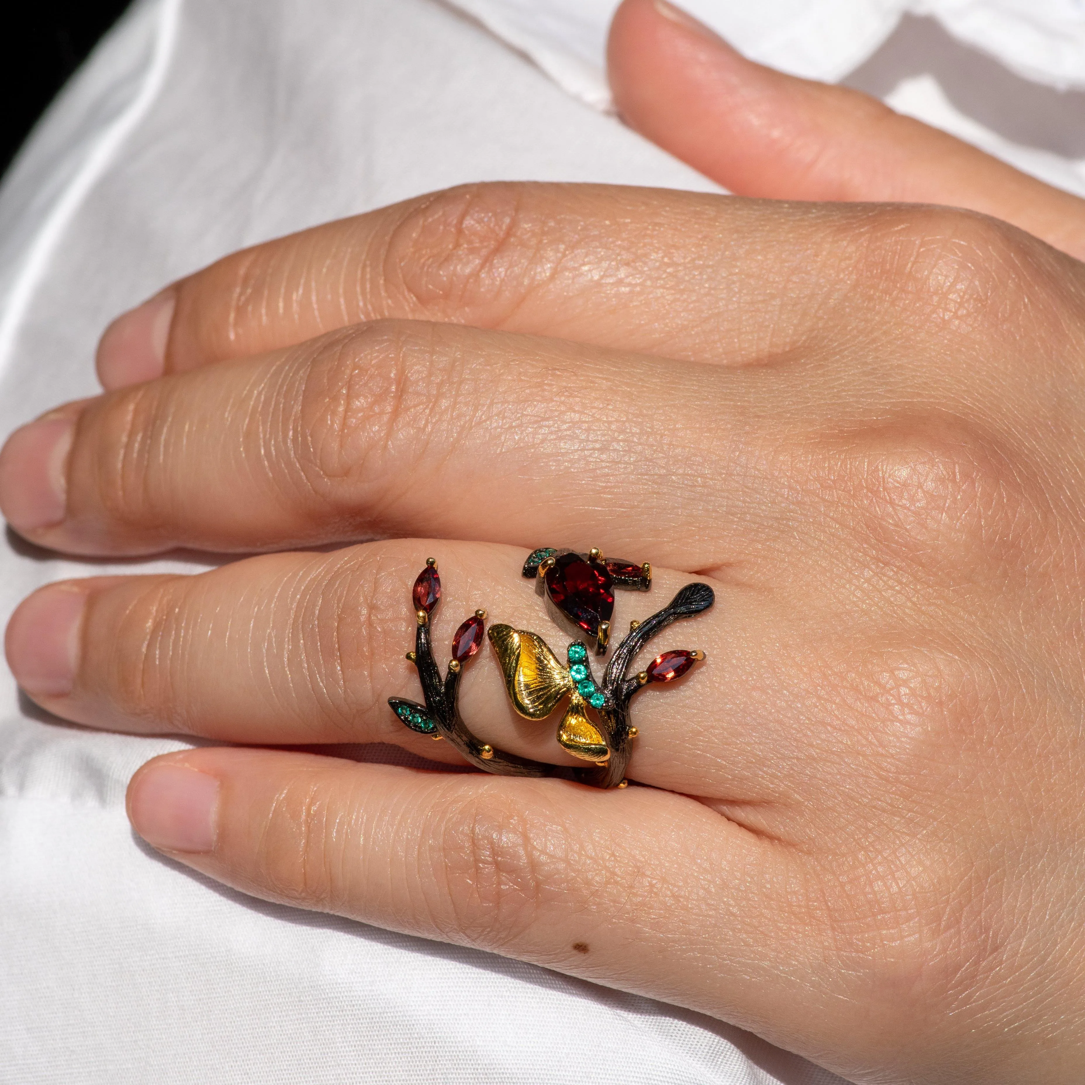 Monarch Garnet Ring in Sterling Silver