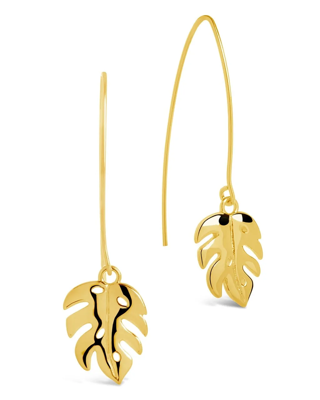 Monstera Leaf Threader Earrings and Chain Bracelet Set