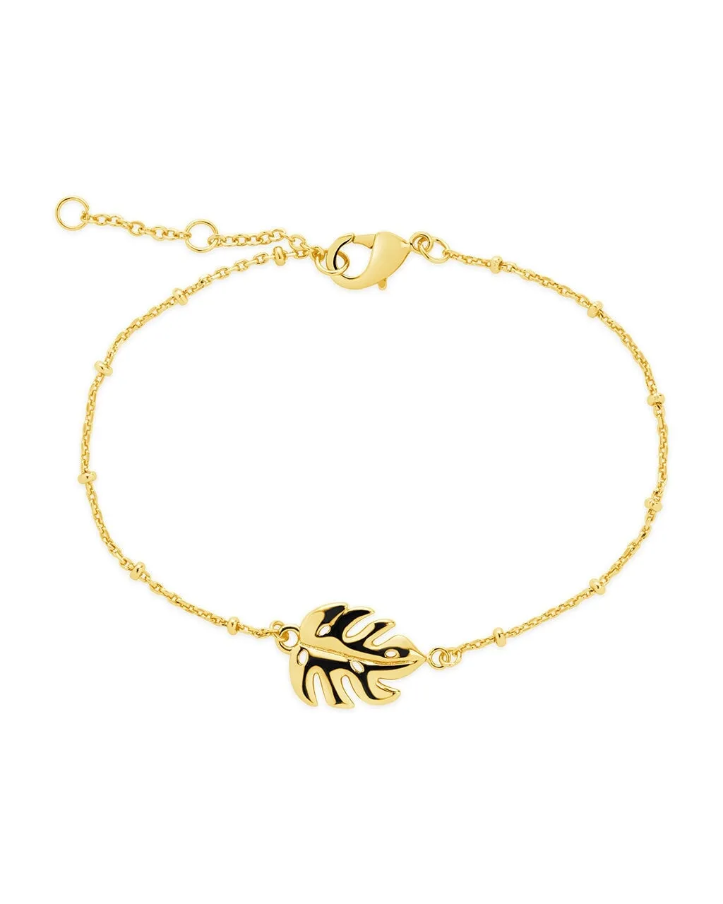 Monstera Leaf Threader Earrings and Chain Bracelet Set