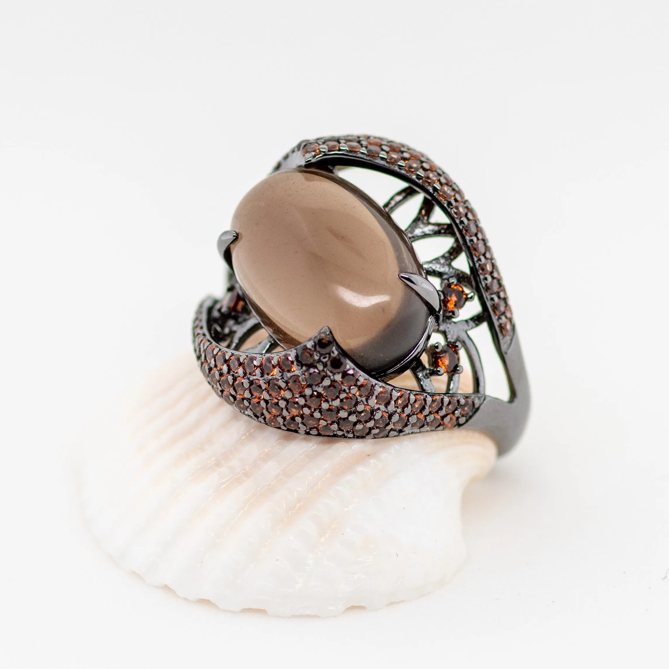 Morion Quartz Ring in Sterling Silver