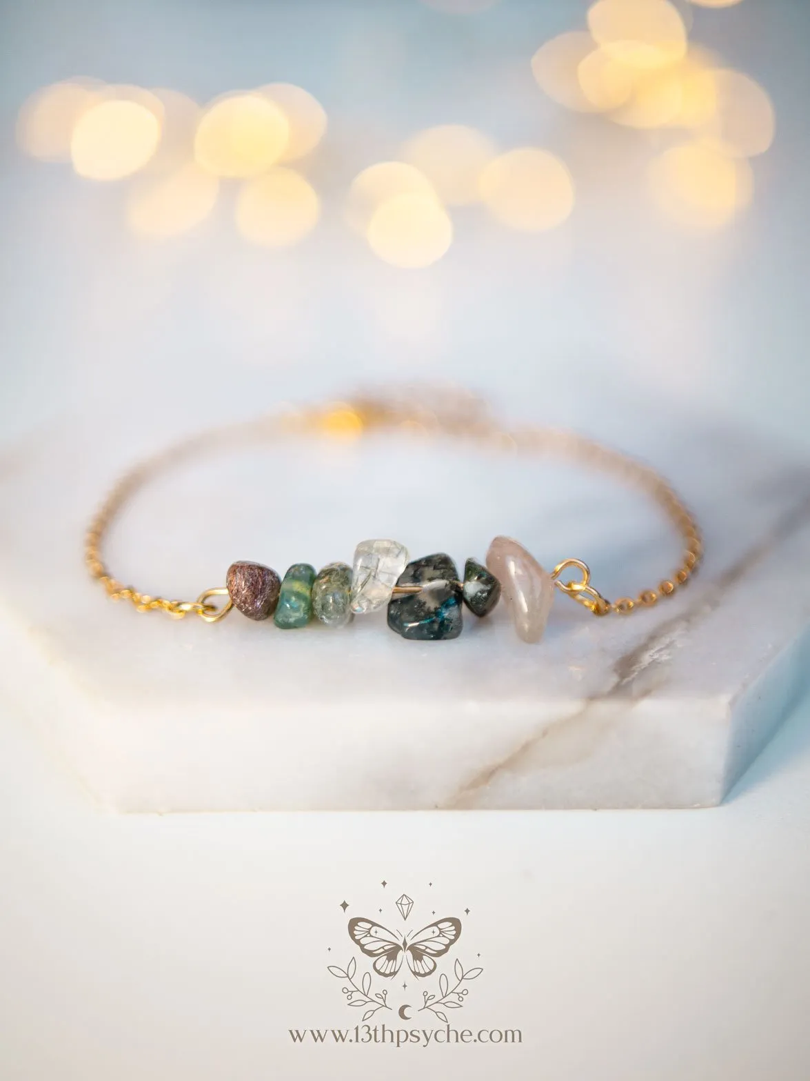 Moss agate Gemstone stainless steel bracelet