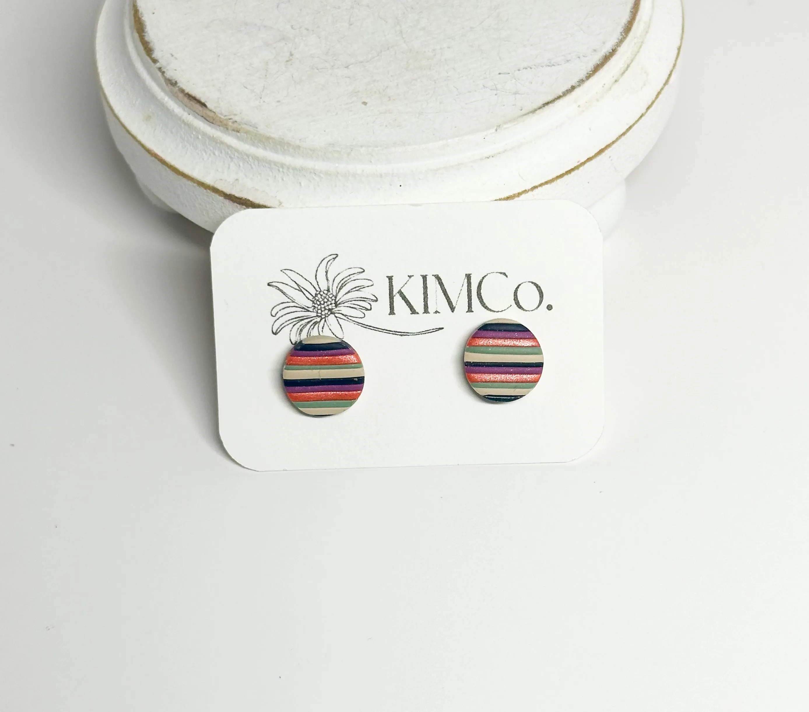 Multi Stripe Polymer Clay Earrings • 3 options