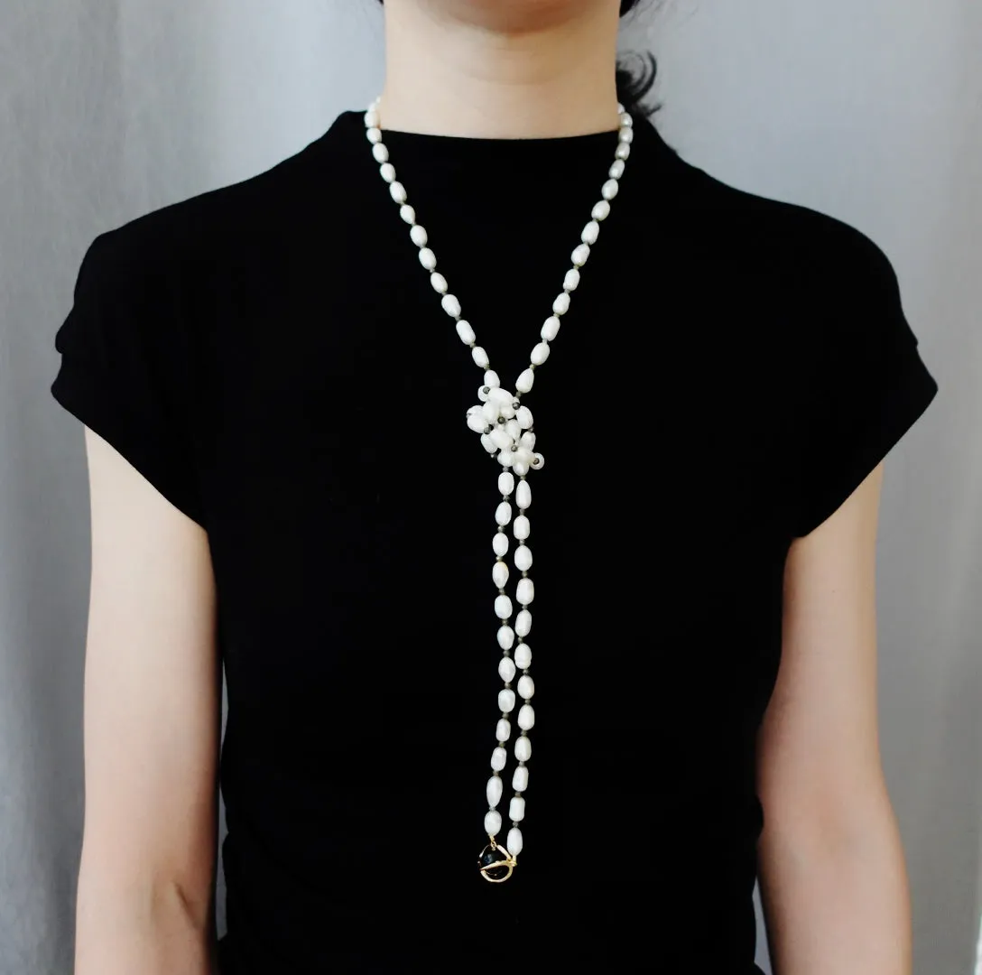 Multi-style Opera Pearl Necklace (Black Terahertz Stone)