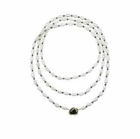 Multi-style Opera Pearl Necklace (Black Terahertz Stone)