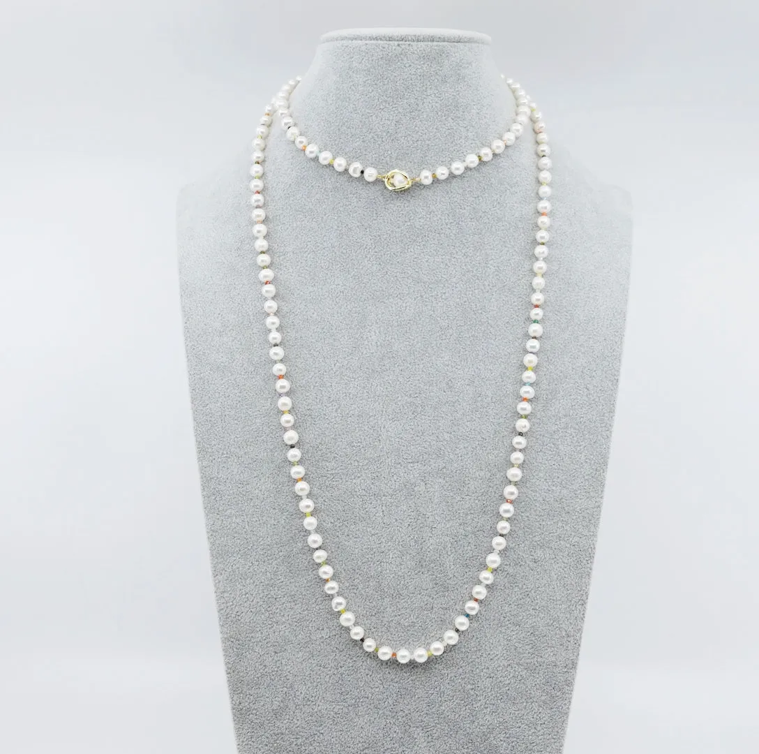 Multi-style Opera Pearl Necklace (Colorful)