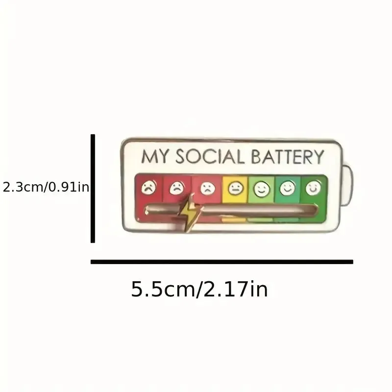 My Social Battery Pin - Expressive Interactive Mood Brooch Pin - Fashion Statement