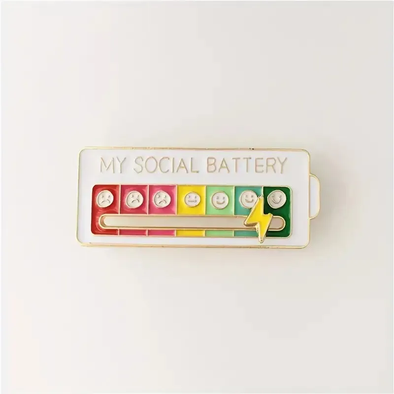 My Social Battery Pin - Expressive Interactive Mood Brooch Pin - Fashion Statement