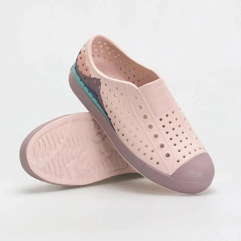 Native Kids Jefferson BLOCK Sandals Shoes - Dust Pink / Wildflower Purple/ Frontier Mountain Block