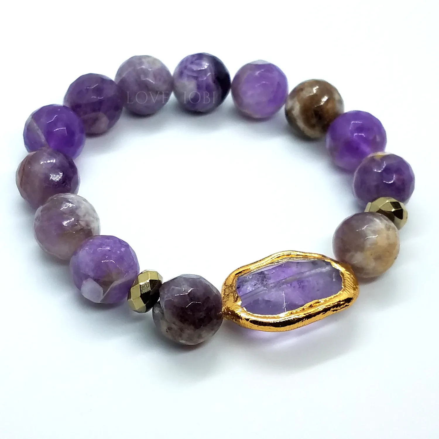 Natural Amethyst Briolette Stretch Bead Bracelet