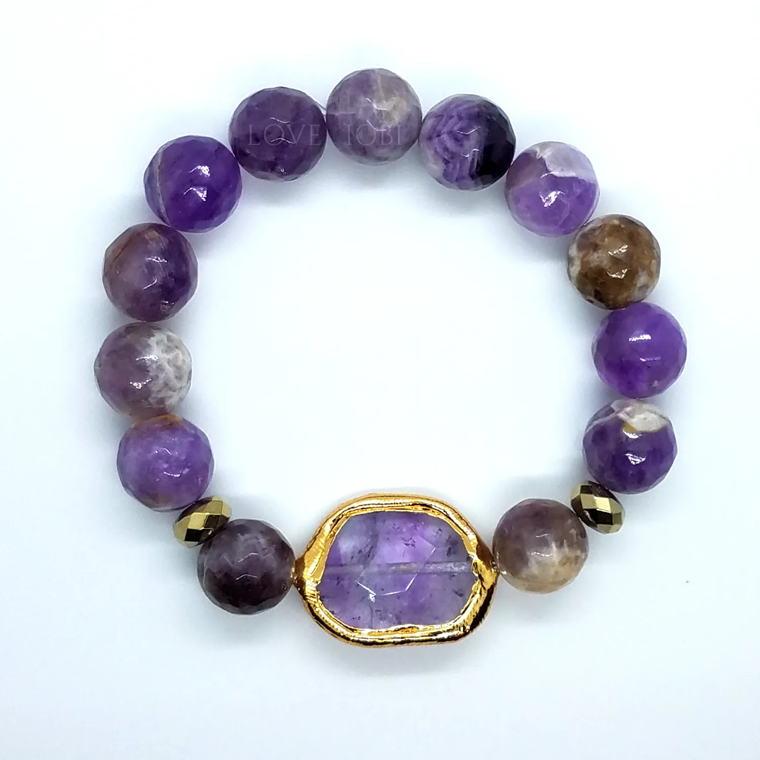 Natural Amethyst Briolette Stretch Bead Bracelet