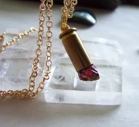 Natural Dark Red Garnet Raw Gemstone Bullet Jewelry Pendant