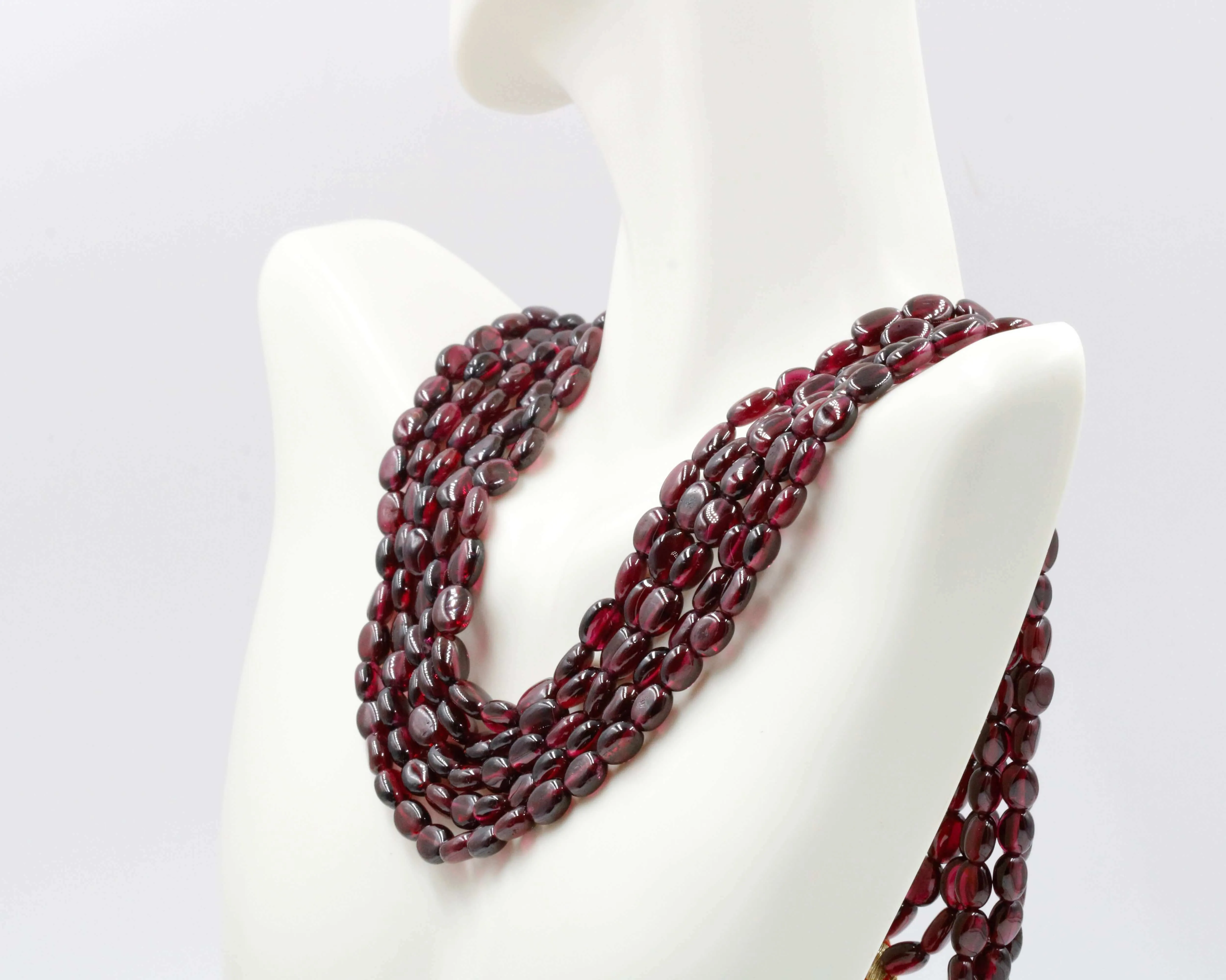 Natural Rhodolite Garnet Multi Strand Oval Beaded Necklace January Birthstone Beaded Gemstone Necklace SKU 6142717 6142718