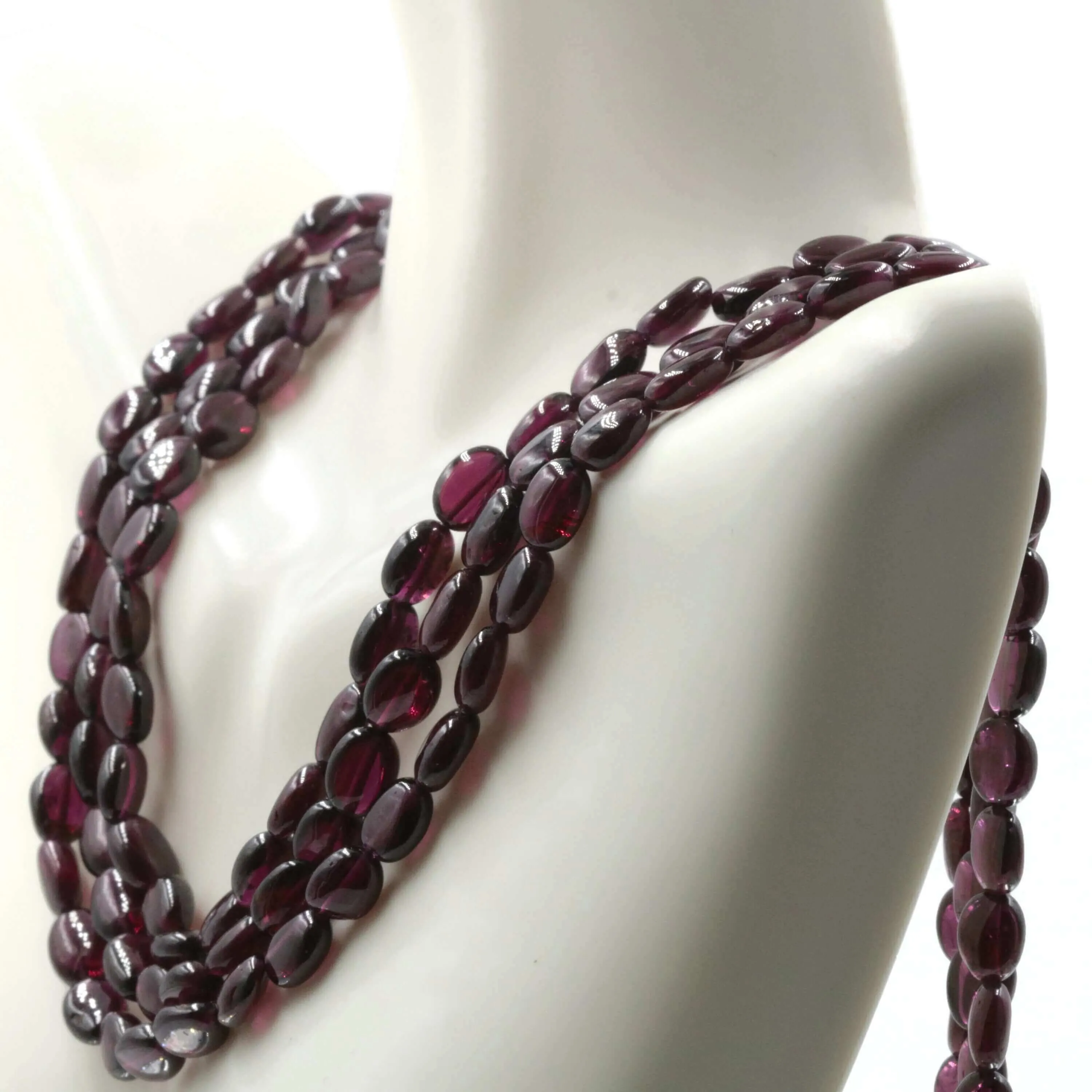 Natural Rhodolite Garnet Multi Strand Oval Beaded Necklace January Birthstone Beaded Gemstone Necklace SKU 6142717 6142718