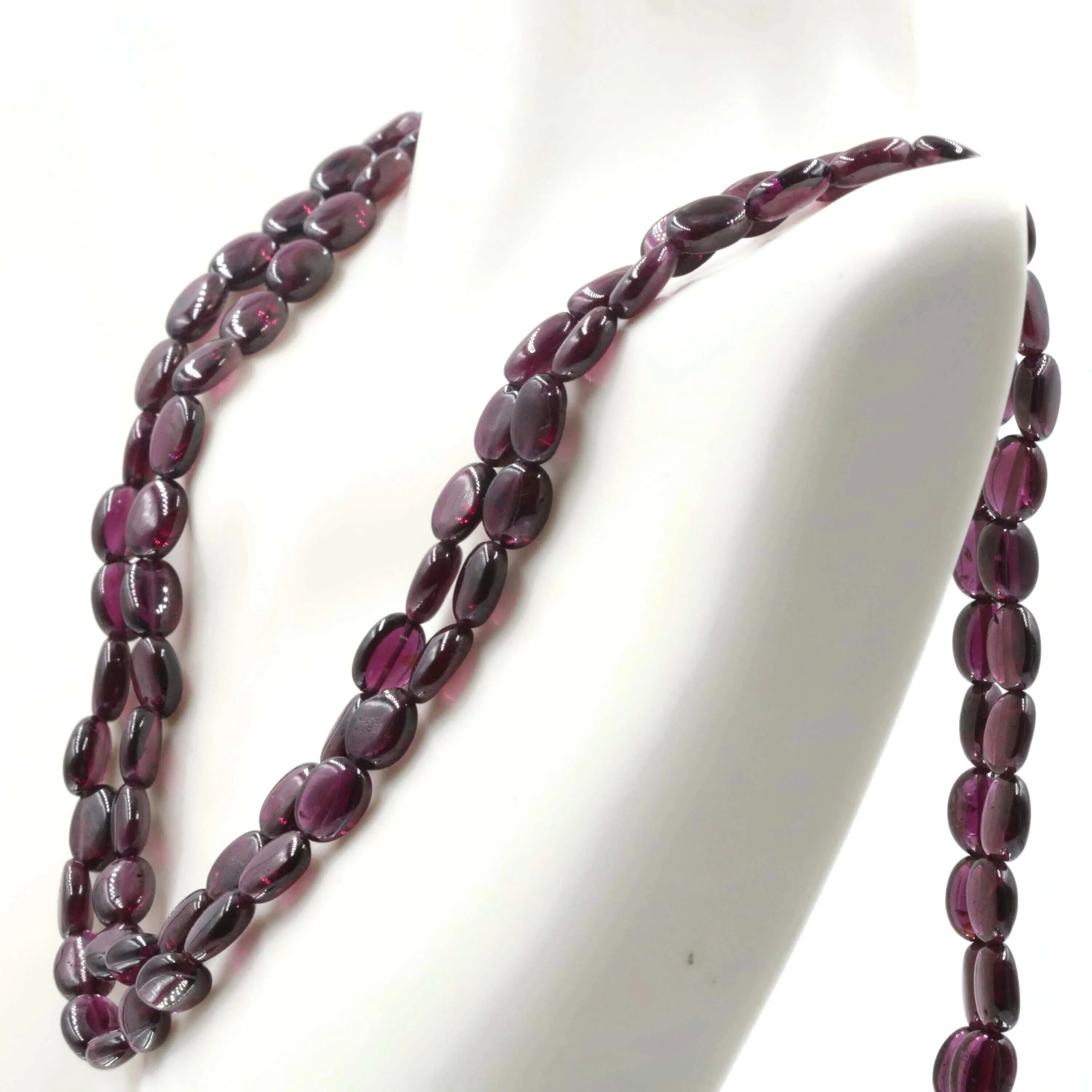 Natural Rhodolite Garnet Multi Strand Oval Beaded Necklace January Birthstone Beaded Gemstone Necklace SKU 6142717 6142718