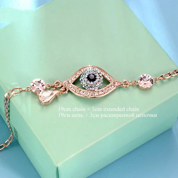 New Arrival Evil Eye Three Colors Austrian Rhinestnes Bracelets For Women Rose Gold Plated Pulseira Jewelry Bijoux