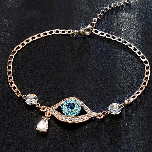 New Arrival Evil Eye Three Colors Austrian Rhinestnes Bracelets For Women Rose Gold Plated Pulseira Jewelry Bijoux