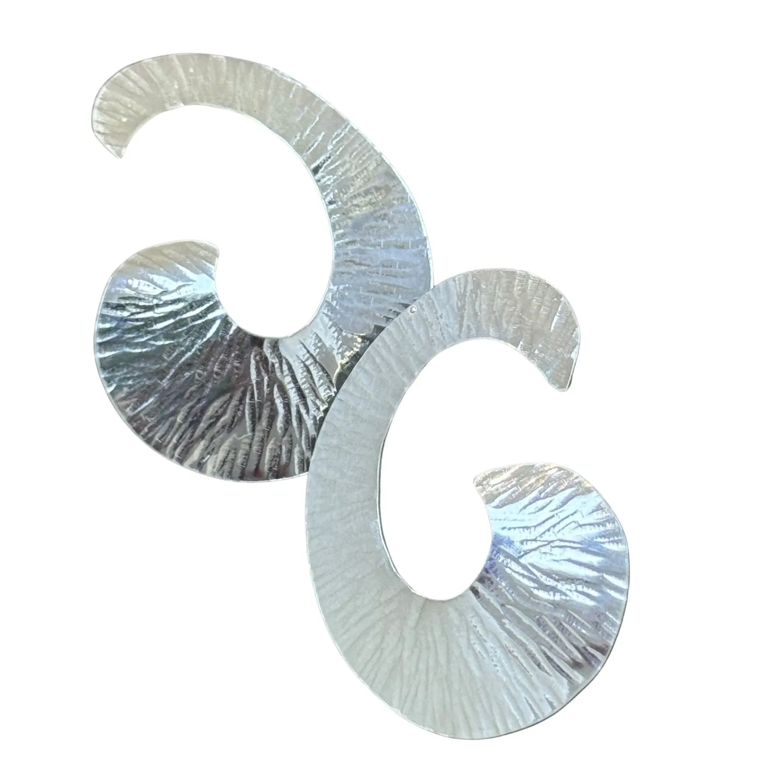 Nisha Statement Silver Swirl Earrings, Large Hammered Earrings