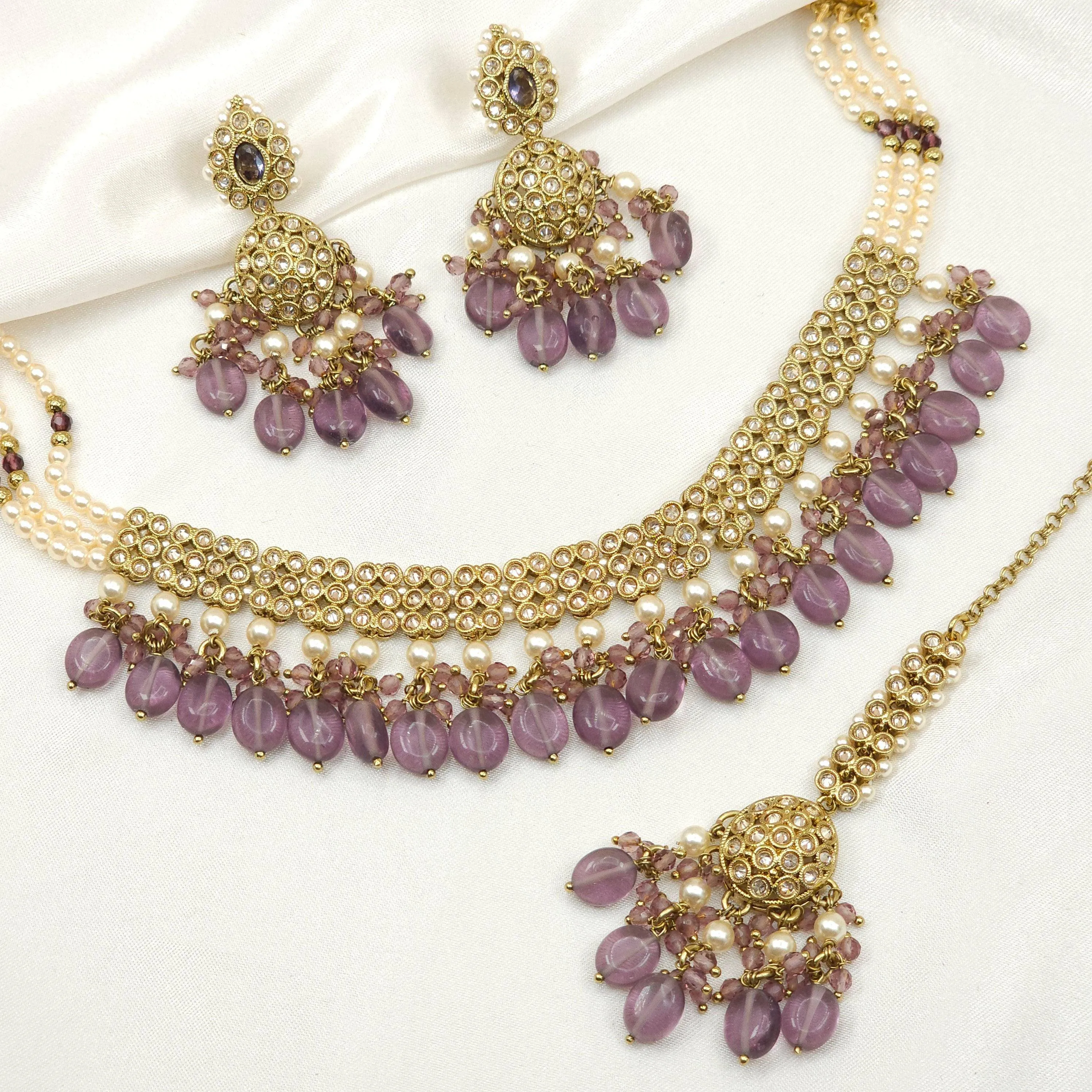 Noor Choker Necklace Set - In 4 Colours